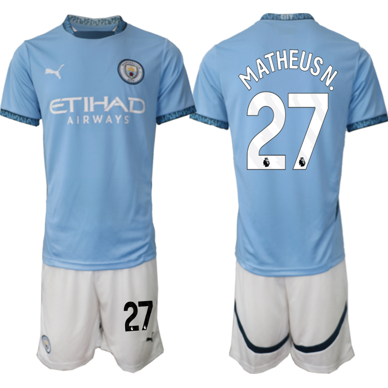 Men 2024-2025 Club Manchester City home blue #27 Soccer Jersey->->Soccer Club Jersey